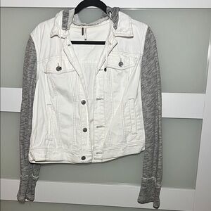 Free People White and Gray Jean Jacket